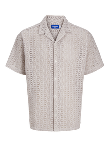 Jack & Jones Erkek Kroşe Kısa Kollu Gömlek - Crochet -Moonbeam - 12270515
