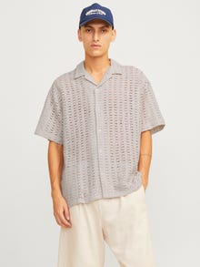 Jack & Jones Erkek Kroşe Kısa Kollu Gömlek - Crochet -Moonbeam - 12270515