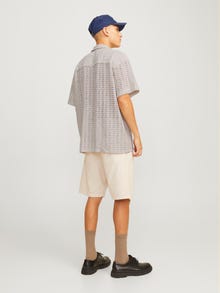 Jack & Jones Erkek Kroşe Kısa Kollu Gömlek - Crochet -Moonbeam - 12270515