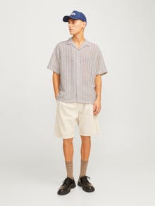 Jack & Jones Erkek Kroşe Kısa Kollu Gömlek - Crochet -Moonbeam - 12270515