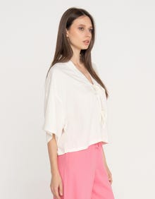Jack & Jones Kadın Önden Bağlamalı Tişört - Breeze -Blanc de Blanc - 12270942