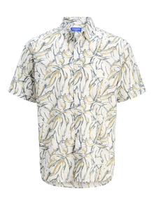 Jack & Jones Erkek Kısa Kollu Desenli Gömlek - Joshua -Cloud Dancer - 12271089