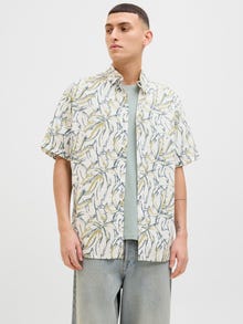 Jack & Jones Erkek Kısa Kollu Desenli Gömlek - Joshua -Cloud Dancer - 12271089