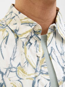 Jack & Jones Erkek Kısa Kollu Desenli Gömlek - Joshua -Cloud Dancer - 12271089