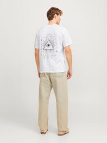 Jack & Jones Erkek Göğüs ve Sırt Baskılı Tişört - Jackıe -White - 12271366