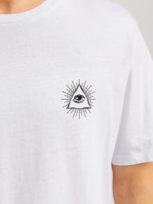 Jack & Jones Erkek Göğüs ve Sırt Baskılı Tişört - Jackıe -White - 12271366