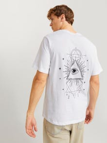 Jack & Jones Erkek Göğüs ve Sırt Baskılı Tişört - Jackıe -White - 12271366