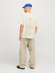 Jack & Jones Erkek Göğüs ve Sırt Baskılı Tişört - Jackıe -Moonbeam - 12271366