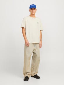 Jack & Jones Erkek Göğüs ve Sırt Baskılı Tişört - Jackıe -Moonbeam - 12271366