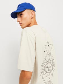 Jack & Jones Erkek Göğüs ve Sırt Baskılı Tişört - Jackıe -Moonbeam - 12271366