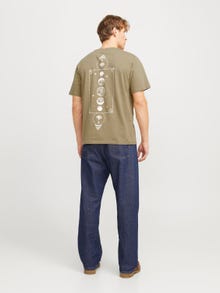 Jack & Jones Erkek Göğüs ve Sırt Baskılı Tişört - Jackıe -Coriander - 12271366