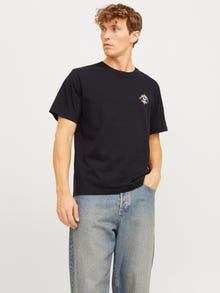 Jack & Jones Erkek Göğüs ve Sırt Baskılı Tişört - Jackıe -Black - 12271366