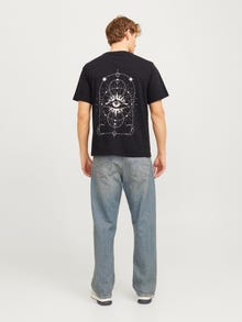 Jack & Jones Erkek Göğüs ve Sırt Baskılı Tişört - Jackıe -Black - 12271366