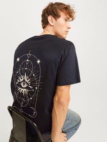 Jack & Jones Erkek Göğüs ve Sırt Baskılı Tişört - Jackıe -Black - 12271366
