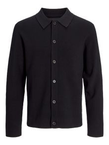 Jack & Jones Rahat Kalıp Polo Düşük omuzlar Örgü Hırka -Black - 12271403