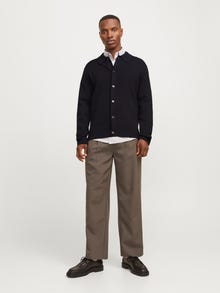 Jack & Jones Rahat Kalıp Polo Düşük omuzlar Örgü Hırka -Black - 12271403