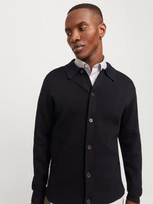 Jack & Jones Rahat Kalıp Polo Düşük omuzlar Örgü Hırka -Black - 12271403