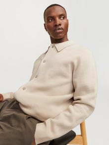 Jack & Jones Rahat Kalıp Polo Düşük omuzlar Örgü Hırka -Silver Lining - 12271403