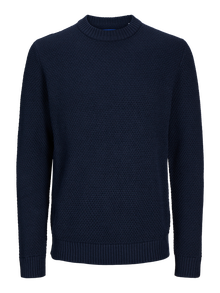 Jack & Jones Büyük Beden Bisiklet Yaka Kazak - Eaton -Sky Captain - 12271818