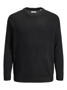 Jack & Jones Büyük Beden Bisiklet Yaka Kazak - Eaton -Black - 12271818