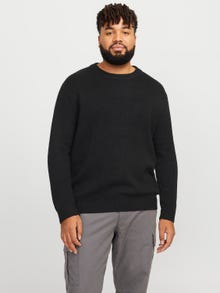 Jack & Jones Büyük Beden Bisiklet Yaka Kazak - Eaton -Black - 12271818