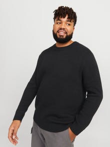 Jack & Jones Büyük Beden Bisiklet Yaka Kazak - Eaton -Black - 12271818
