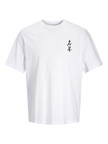 Jack & Jones Erkek Göğüs ve Sırt Baskılı Tişört - Honor -Bright White - 12271970
