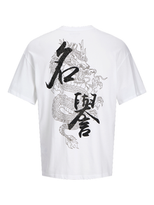 Jack & Jones Erkek Göğüs ve Sırt Baskılı Tişört - Honor -Bright White - 12271970