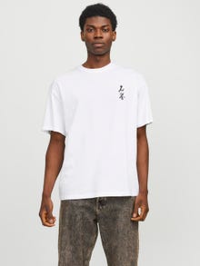 Jack & Jones Erkek Göğüs ve Sırt Baskılı Tişört - Honor -Bright White - 12271970