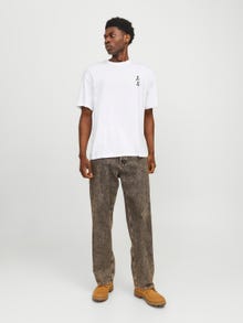 Jack & Jones Erkek Göğüs ve Sırt Baskılı Tişört - Honor -Bright White - 12271970