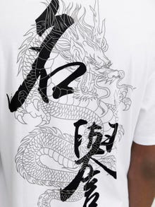 Jack & Jones Erkek Göğüs ve Sırt Baskılı Tişört - Honor -Bright White - 12271970