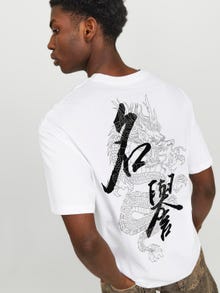 Jack & Jones Erkek Göğüs ve Sırt Baskılı Tişört - Honor -Bright White - 12271970