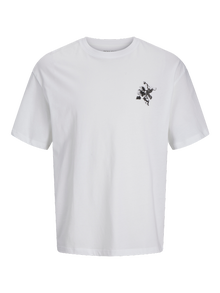 Jack & Jones Erkek Sırt ve Göğüs Baskılı Tişört - Fallıng -Bright White - 12271976