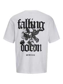 Jack & Jones Erkek Sırt ve Göğüs Baskılı Tişört - Fallıng -Bright White - 12271976