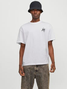 Jack & Jones Erkek Sırt ve Göğüs Baskılı Tişört - Fallıng -Bright White - 12271976