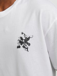 Jack & Jones Erkek Sırt ve Göğüs Baskılı Tişört - Fallıng -Bright White - 12271976