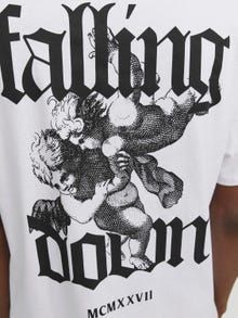 Jack & Jones Erkek Sırt ve Göğüs Baskılı Tişört - Fallıng -Bright White - 12271976