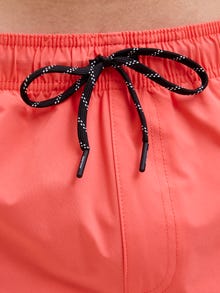 Jack & Jones Erkek Logo Baskılı Deniz Şortu - Mauı -Hot Coral - 12272799