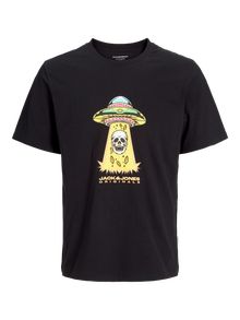 Jack & Jones Erkek Bisiklet Yaka Baskılı Tişört - Anatomy -Black - 12272966