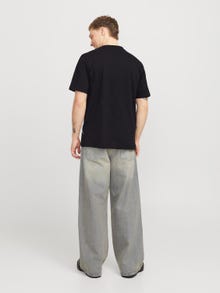 Jack & Jones Erkek Bisiklet Yaka Baskılı Tişört - Anatomy -Black - 12272966