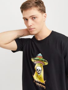 Jack & Jones Erkek Bisiklet Yaka Baskılı Tişört - Anatomy -Black - 12272966