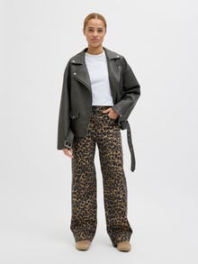 Jack & Jones Kadın Rahat Kalıp Leopar Desenli Pantolon - Sarah -Cornstalk - 12273087