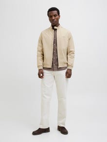 Jack & Jones Beyzbol Yaka Nervürlü manşetler Otw Bomber Ceket -White Pepper - 12273393