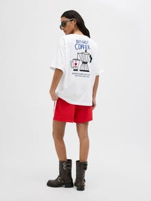 Jack & Jones Kadın Loose Fıt Baskılı Tişört - Nına -Bright White - 12273776