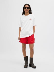 Jack & Jones Kadın Loose Fıt Baskılı Tişört - Nına -Bright White - 12273776