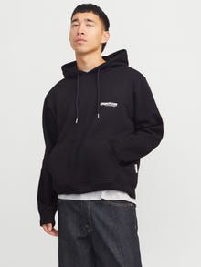 Jack & Jones Bol Kalıp Kapüşonlu Nervürlü manşetler Manşonlu set Sweatshirt -Black - 12273915