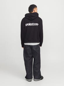 Jack & Jones Bol Kalıp Kapüşonlu Nervürlü manşetler Manşonlu set Sweatshirt -Black - 12273915