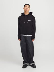 Jack & Jones Bol Kalıp Kapüşonlu Nervürlü manşetler Manşonlu set Sweatshirt -Black - 12273915