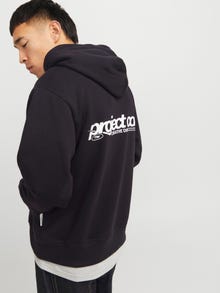 Jack & Jones Bol Kalıp Kapüşonlu Nervürlü manşetler Manşonlu set Sweatshirt -Black - 12273915
