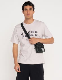 Jack & Jones Erkek Logo Baskılı Tişört - Charge -Lilac Marble - 12274716